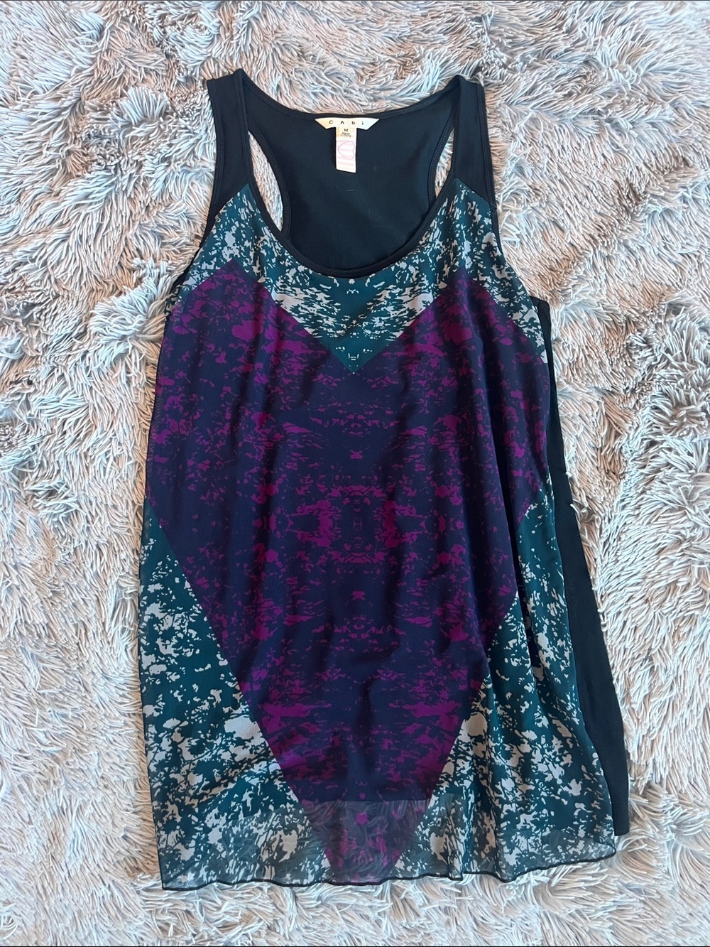 Heart of CAbi pink and black printed 🩷Racerback Tank EUC